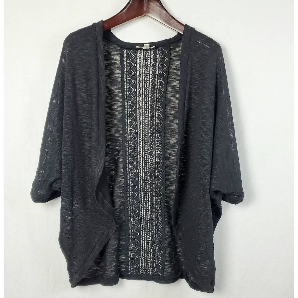 John Paul Richards Medium Black Open Front Cardigan Sweater